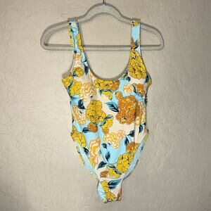 The Bikini Lab Spanish Bloom Floral High Leg Open Back one piece swimsuit